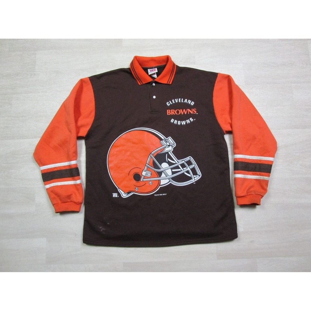 Vintage Cleveland Browns Shirt Men's NFL Henley Pullover USA 1990s (L) Helmet‎